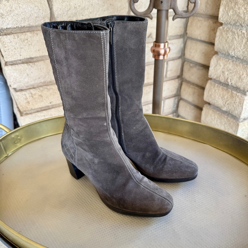 Aquatalia Asphalt Gray “Tangle”Heeled Boots Size 8